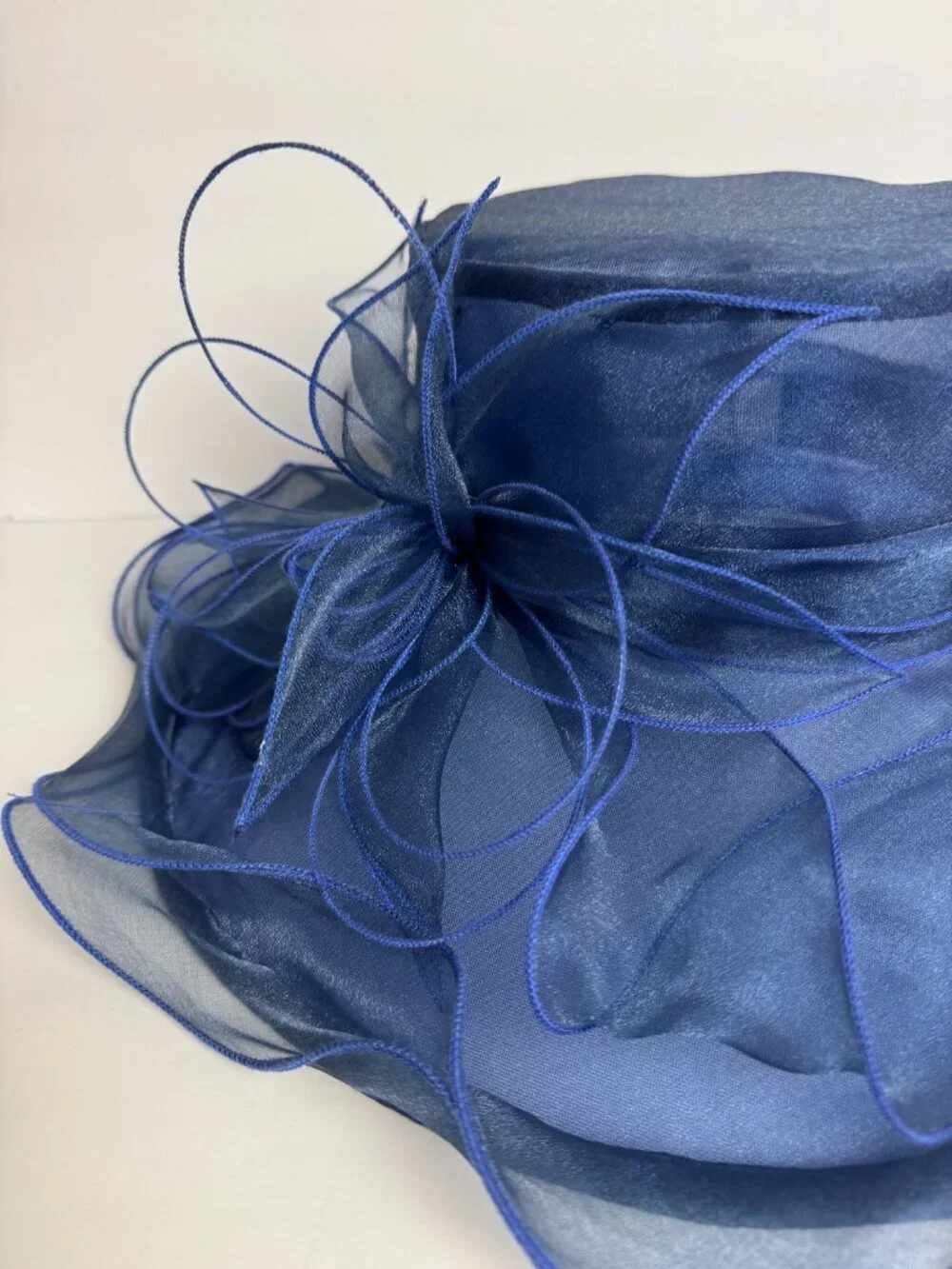 Elegant Derby Dress Hat Bow Blue Adjustable